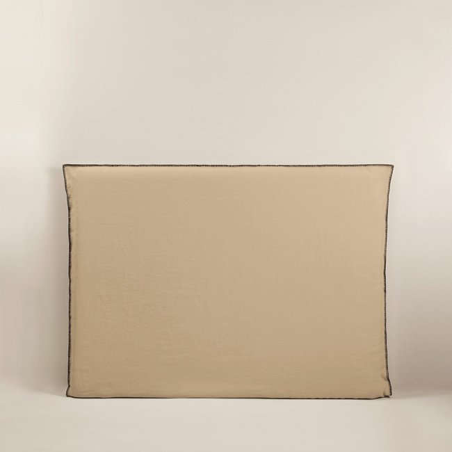 Housse de tête de lit Nino  en Lin lavé à finition point de feston Jaune 150x134 cm - MADURA