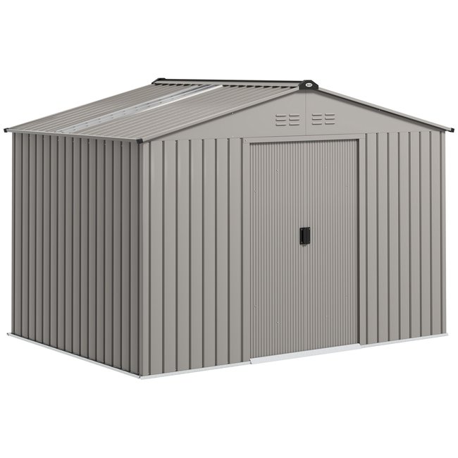 Abri de jardin 5,4 m² - 2 portes, fondation - tôle d'acier ondulée gris gris <span itemprop=