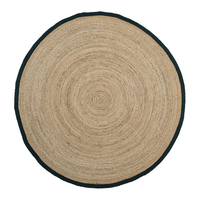 Tapis rond en jute ourlé Couleur naturel <span itemprop=