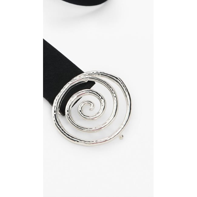 Ceinture en cuir à boucle géométrique noir <span itemprop=