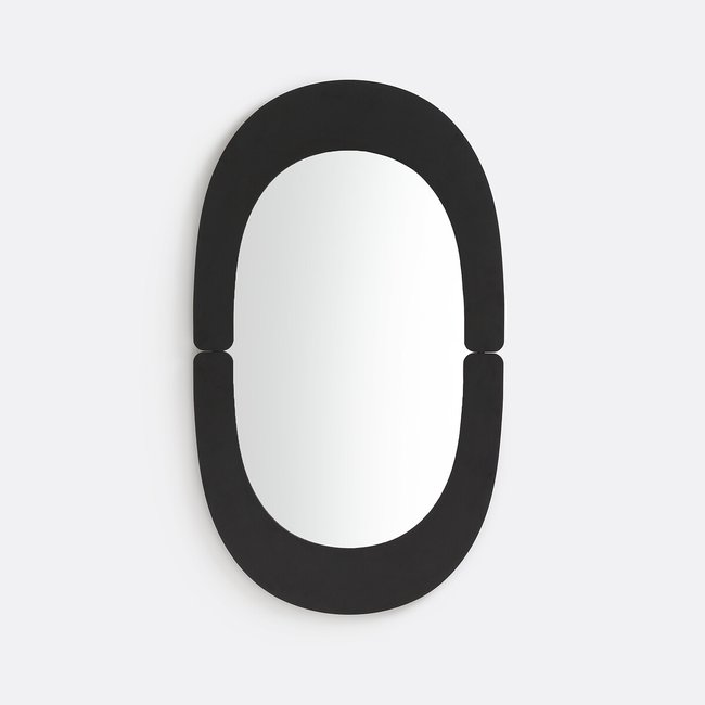 Miroir ovale en métal fer, Cory Couleur noir <span itemprop=