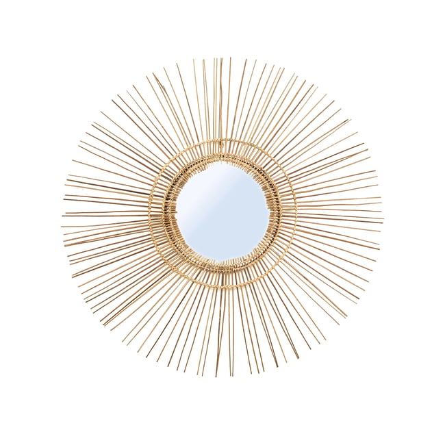 Miroir en rotin TROPICAL Couleur beige <span itemprop=