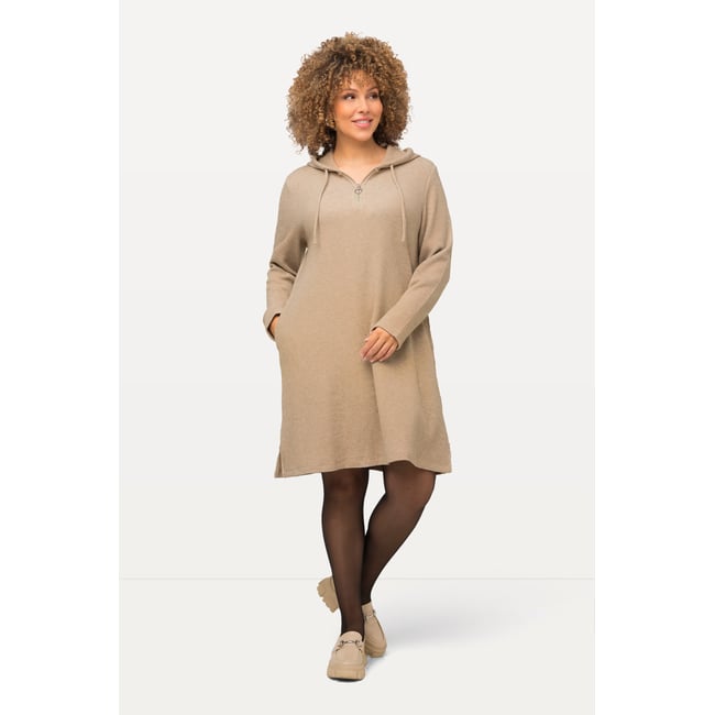 Robe midi en molleton mastic <span itemprop=