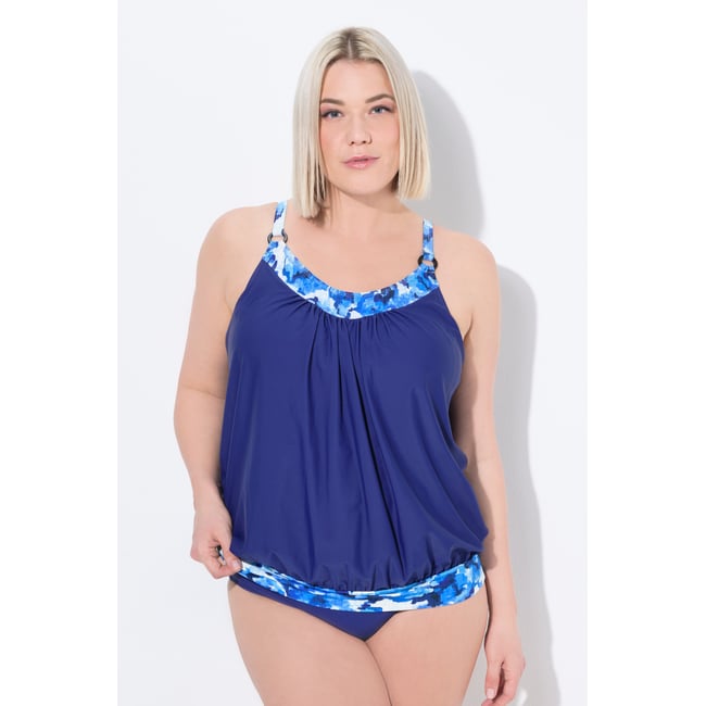 Tankini imprimé « aquarelle ». indigo <span itemprop=