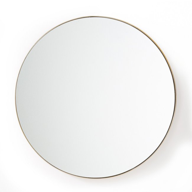 Miroir rond en métal acier Ø120 cm, Iodus Couleur laiton <span itemprop=