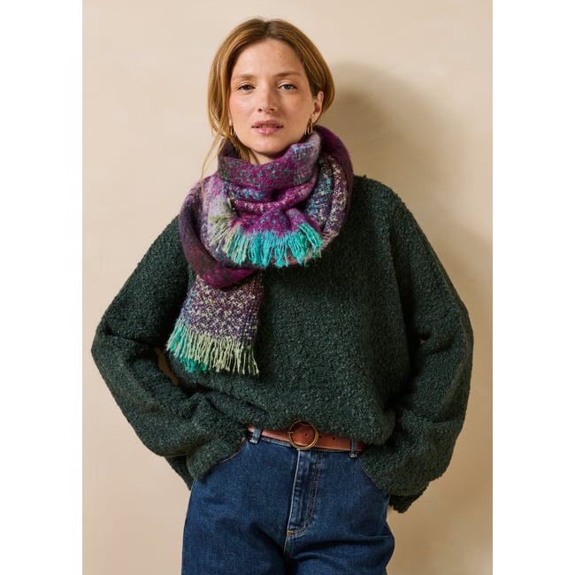 Écharpe multicolore à large carreaux vin <span itemprop=