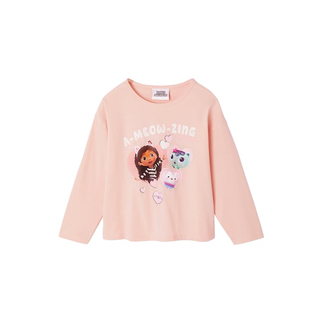 Tee-shirt Gabby et la Maison magique à manches longues rose poudré <span itemprop=