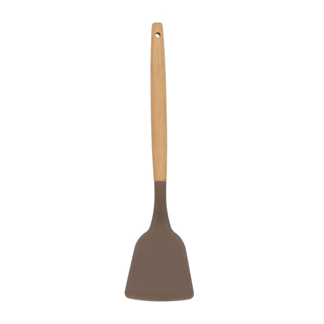 Spatule en silicone et manche en bois, ELIOTT naturel-taupe <span itemprop=