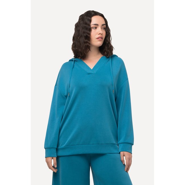 Sweat-shirt à capuche oversize à manches pétrole vif <span itemprop=