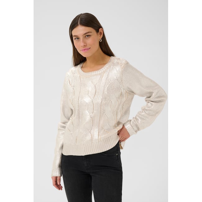 Pullover tricoté argent <span itemprop=