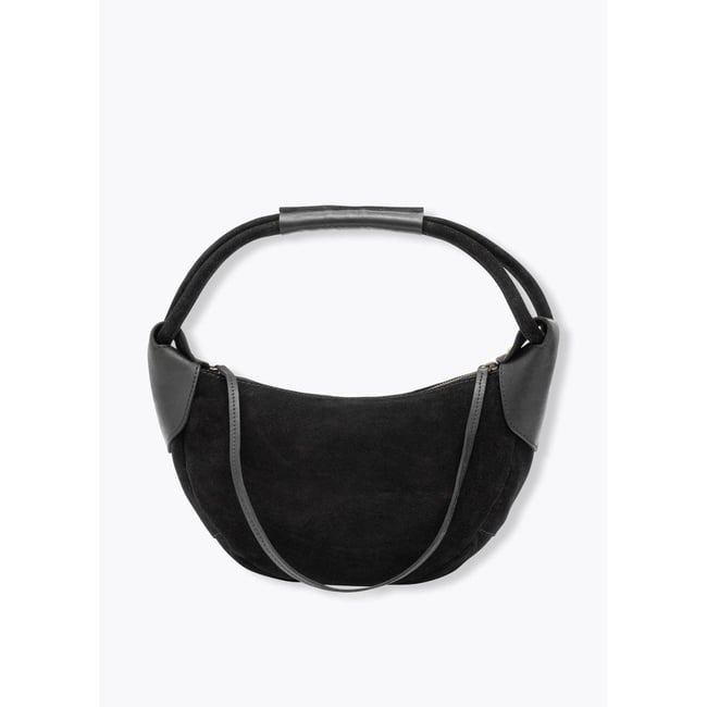 Sac baguette en cuir noir <span itemprop=