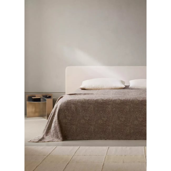 Couvre-lit en coton et lin à motif ornemental Lit 130/140/150 cm Couleur rose <span itemprop=