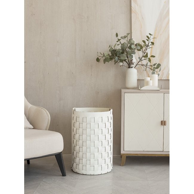 Корзина для белья из натуральной кожи, Ø 40 x H57 см - SO'HOME