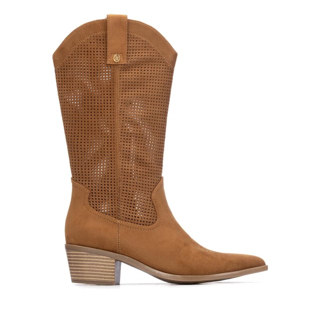 Botte Talon Décontractée Fermeture éclair camel <span itemprop=