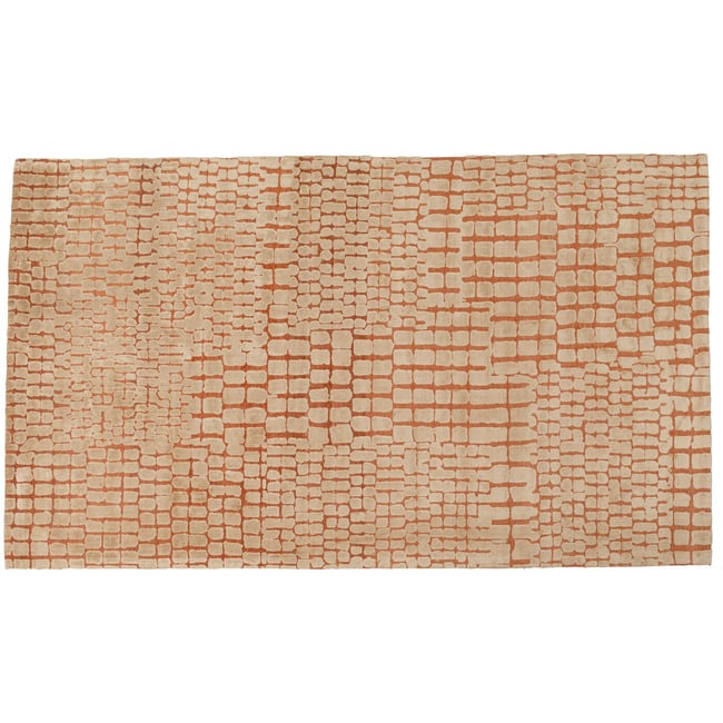 Tapis en viscose beige et orange, BRICK Couleur beige <span itemprop=
