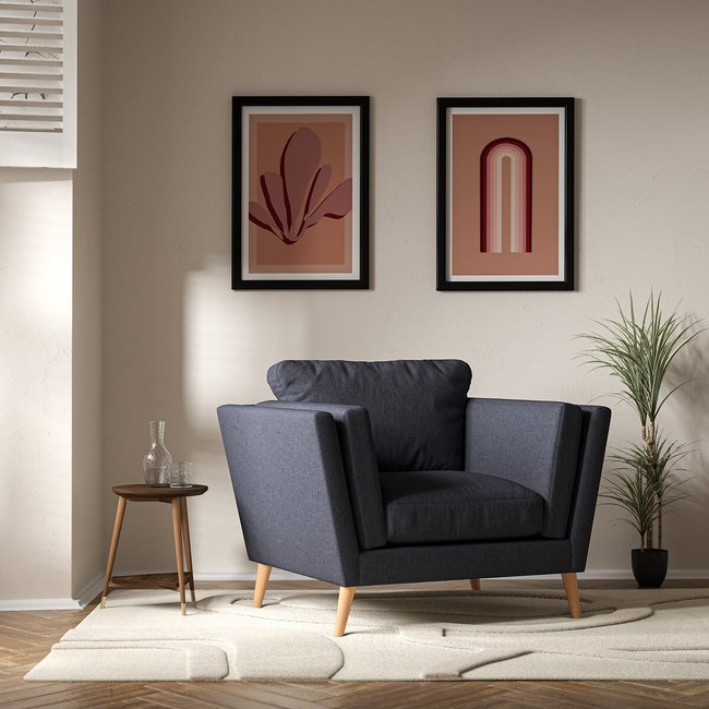 Frida Contemporary Soft Brushed Armchair with Light Wood Legs & Feather Fillings - SO'HOME