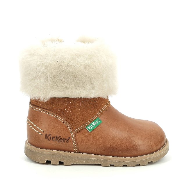 Nonofur Leather Calf Boots with Faux Fur Lining, camel, KICKERS