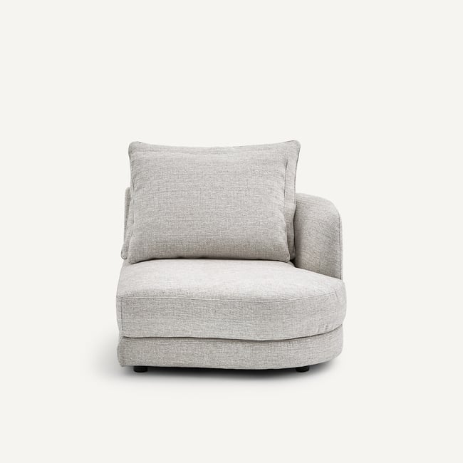 Demi-canapé droit, arrondi, modulable en toile jaspée, TIBERIO - AM.PM
