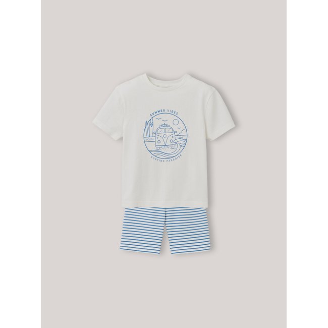 Pyja-short en coton biologique rayure outremer <span itemprop=