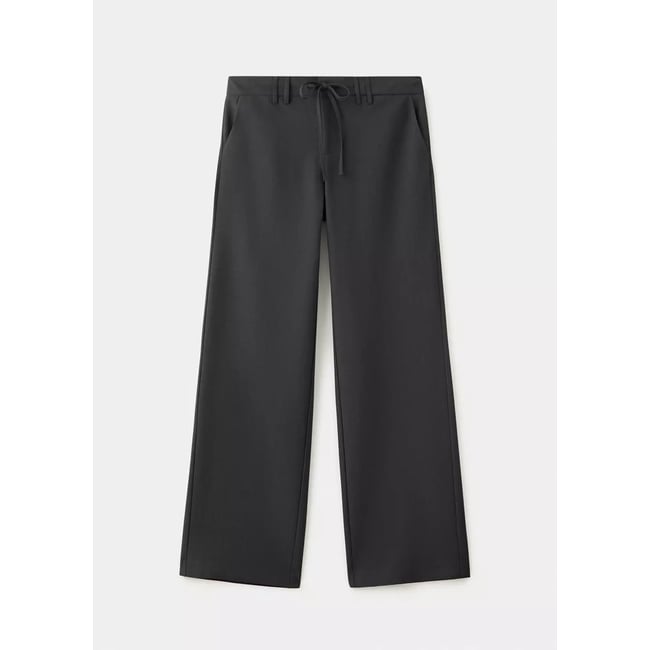 Pantalon droit détail nœud gris <span itemprop=