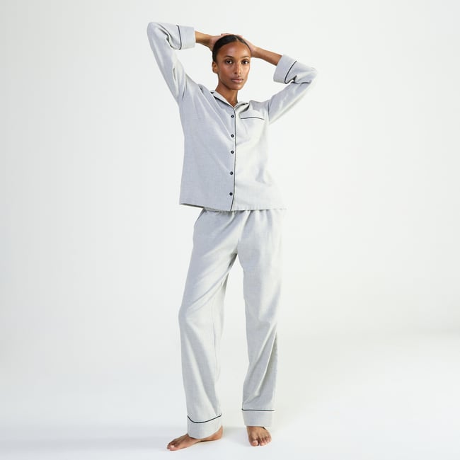 Pyjama col tailleur en flanelle de coton RADIEUSE - LAURENCE TAVERNIER