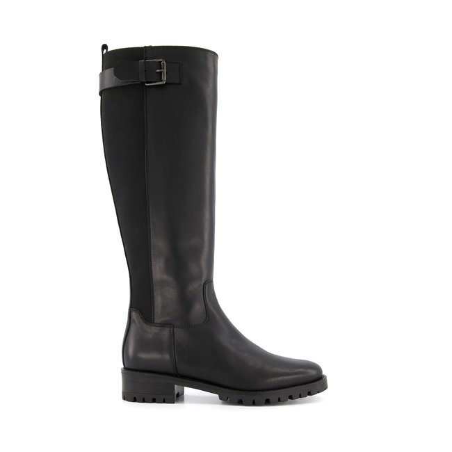 Bottes au genou à boucles - TREND noir cuir <span itemprop=