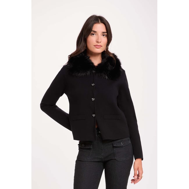 Jean bootcut boutons denim noir <span itemprop=
