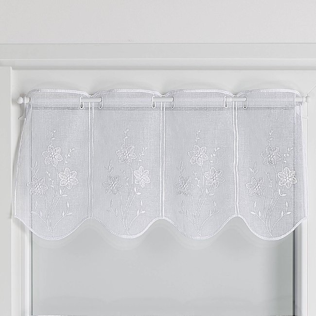 Brise bise brodé de petites fleurs blanc <span itemprop=