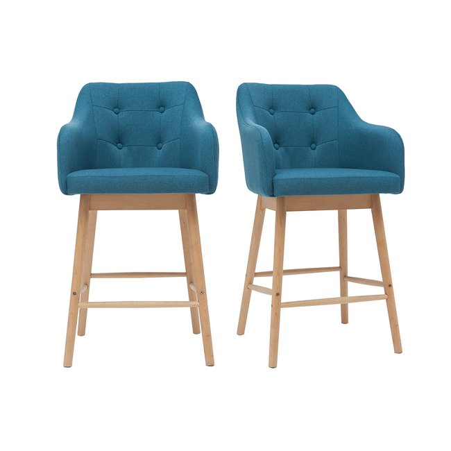 Tabourets de bar scandinaves H65 cm (lot de 2) BALTIK Couleur bleu canard <span itemprop=