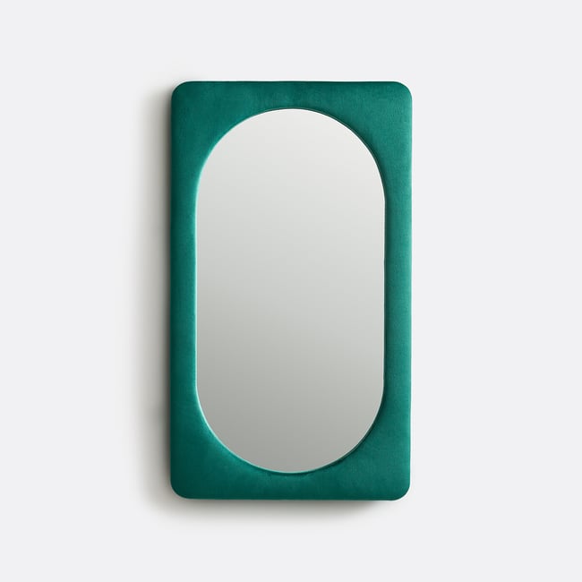 Miroir rectangulaire velours, 40x70 cm,Velveta  Couleur vert foncé <span itemprop=