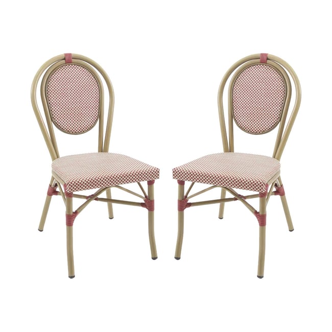 Chaise de terrasse bistrot en textile et aluminium rouge et beige (lot de 2) OPERA rouge <span itemprop=