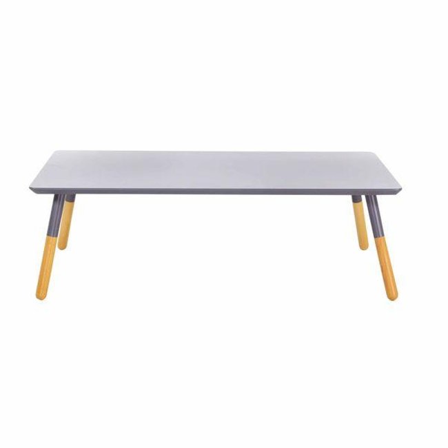 Table basse bois de hêtre et laqué gris rectangulaire 120cm Scandie Couleur gris <span itemprop=