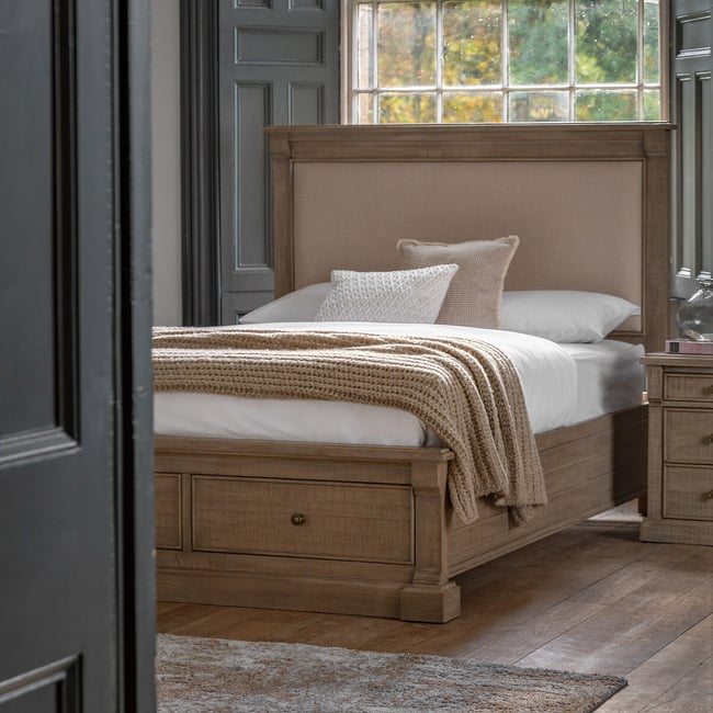 Vinton American Pine & Linen Storage Drawer Bed, natural, ÉDITÉ