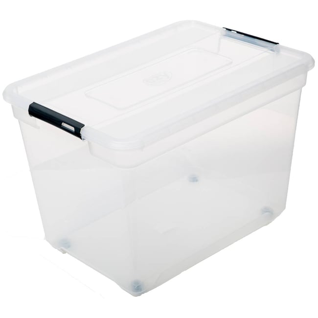 Boîte de rangement transparent 100L SOLUTIONS+ Couleur transparent <span itemprop=