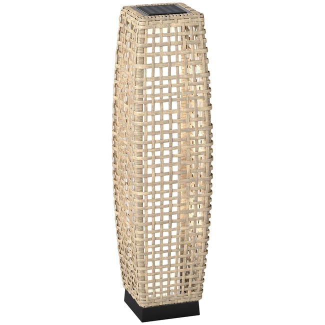 Lampadaire LED solaire de jardin style colonial résine filaire Couleur beige <span itemprop=