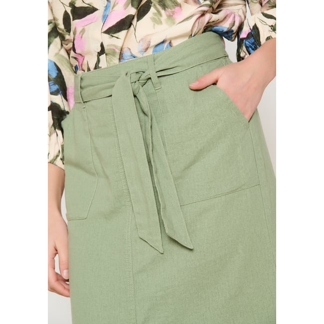 Jupe en lin avec fente khaki <span itemprop=