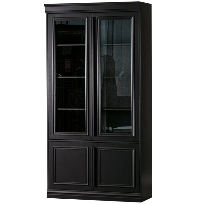 Vitrine en pin et verre ORGANIZE Couleur noir mat <span itemprop=