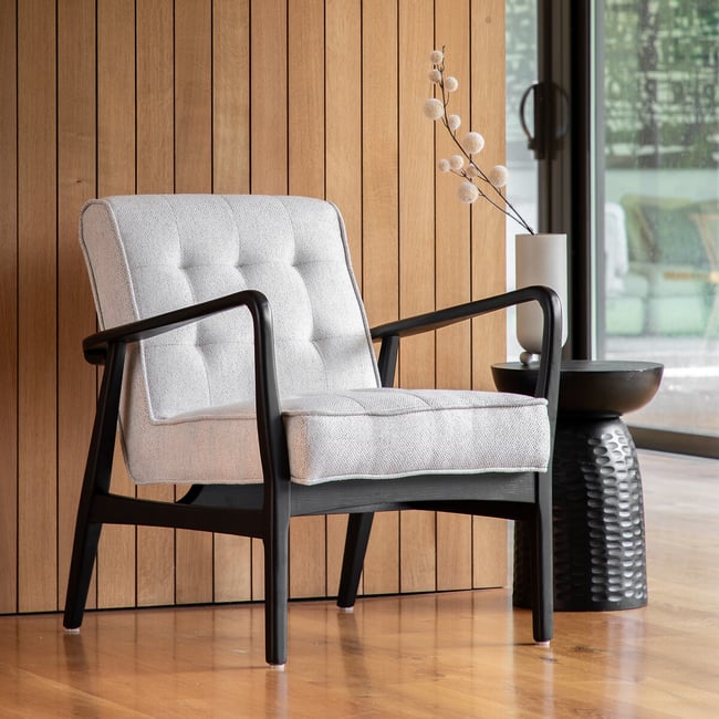 Bloomfield Linen Armchair with Solid Oak Frame, natural, ÉDITÉ