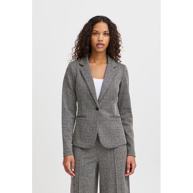 Blazer noir blanc black/white herringbone <span itemprop=
