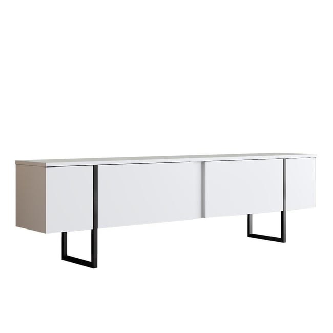Meuble TV 2 portes rabattables L180 cm - LUXE - CALICOSY