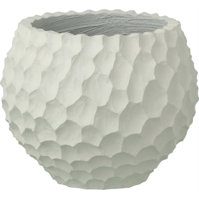 Cache-pot bosselé en pierre Couleur blanc sable <span itemprop=