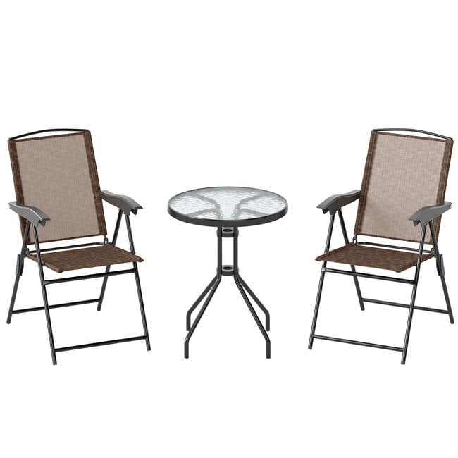 Ensemble de bistrot d'extérieur Métal Marron marron <span itemprop=