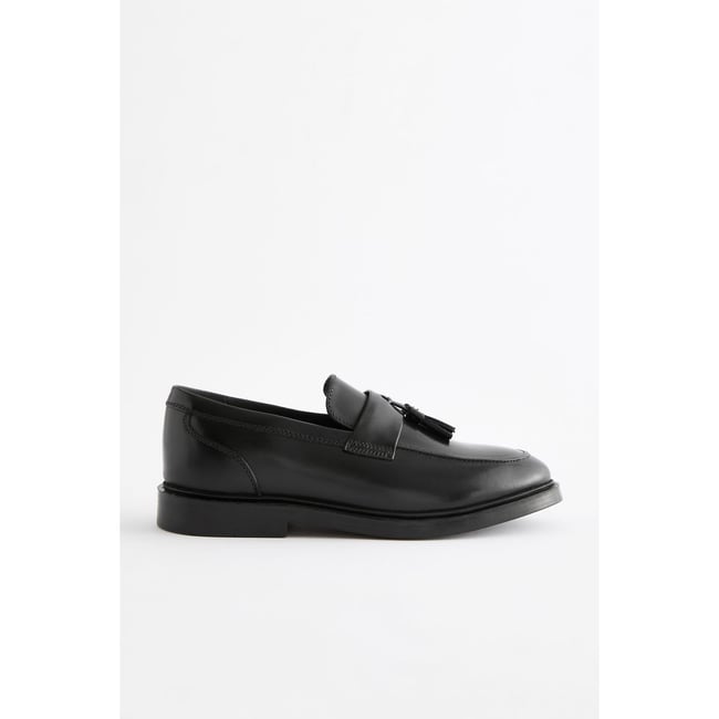 Mocassins d'école à plastron à enfiler noir <span itemprop=