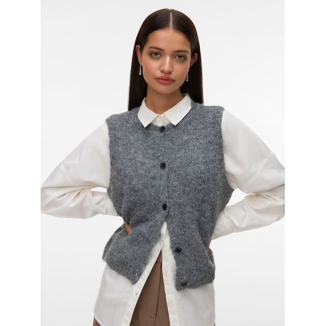 Gilet sans manches, boutonné gris <span itemprop=