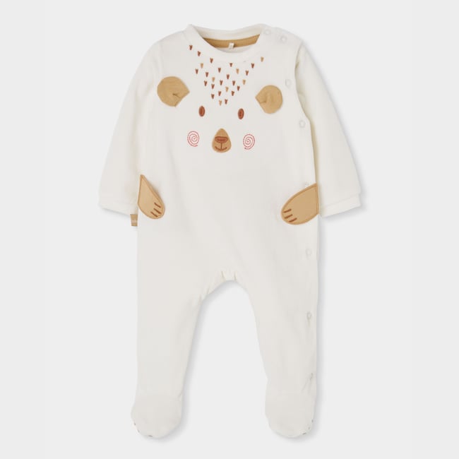 Pyjama bébé brodée ours blanc <span itemprop=