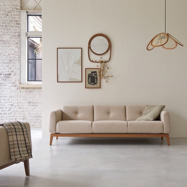 Canapé droit en Tissu, BJORN Couleur beige <span itemprop=