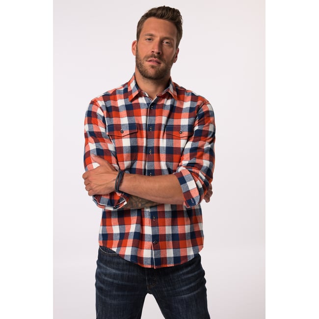 Chemise en flanelle à carreaux terre cuite <span itemprop=