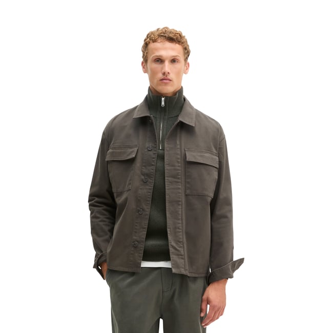 Surchemise oversize en mélange de coton bio doux noir <span itemprop=