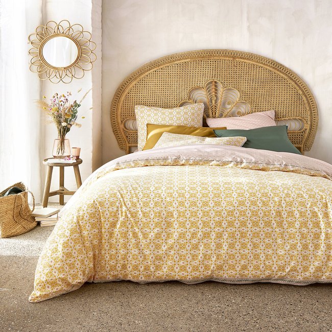 Housse de couette imprimée Gardenia imprimé jaune <span itemprop=