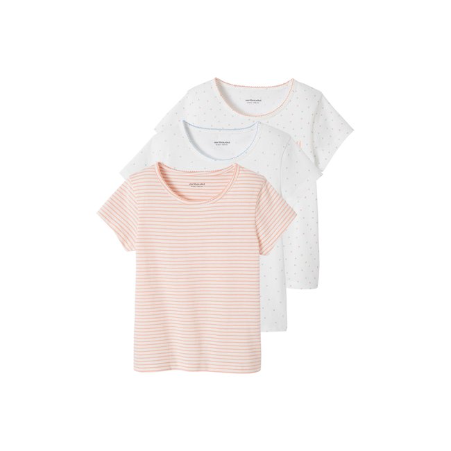 Lot de 3 T-shirts manches courtes fantaisie BASICS blanc <span itemprop=
